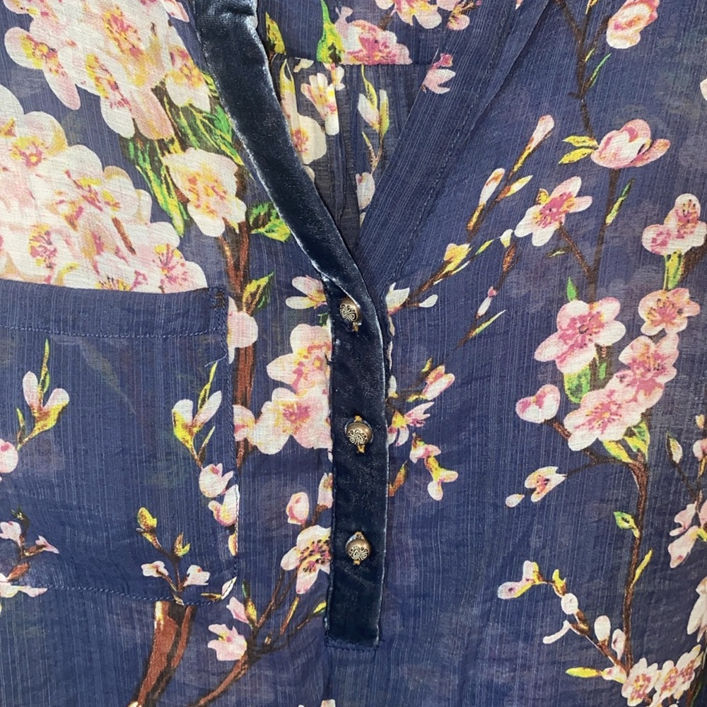 Soft Surroundings Adele Cherry Blossom/Plaid Oversized Tunic See Measurements - Picture 9 of 14